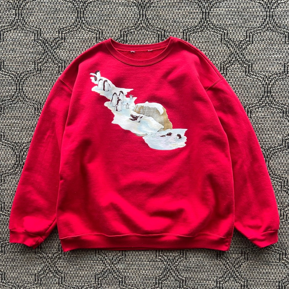 Vintage Northern Reflections Sweatshirt Womens XL Red Crewneck Penguin Cottage‎